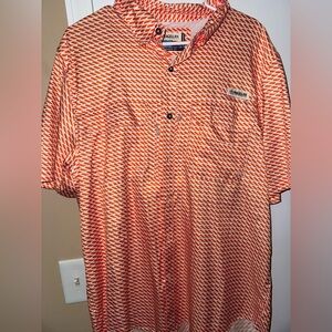 Magellan Outdoors Men's Patterned Orange Button Down Shirt